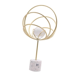 Bothyi - Escultura De Adorno De Bola De Cristal De Hierro Con Base Para Decoración Del Hogar Cinco Anillos