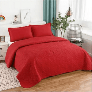 Genérico - Cubrecama Quilt Verano King Color Rojo