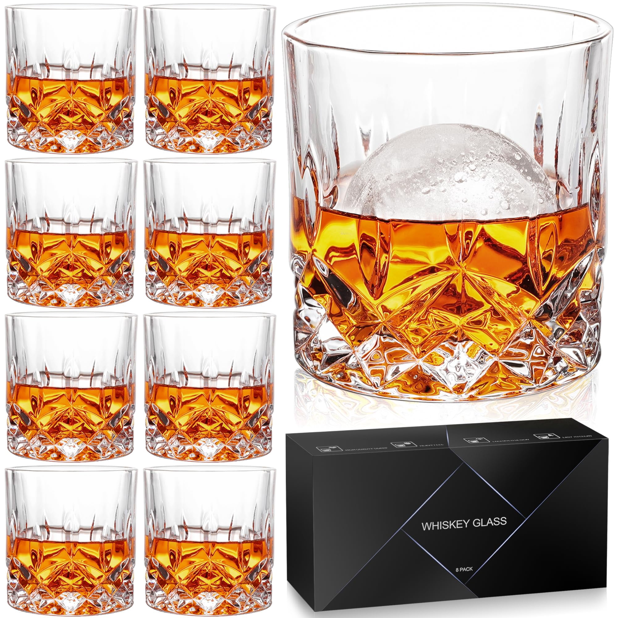 Vasos Para Whisky Qummfa Crystal Old Fashioned, 325 Ml, Juego De 8