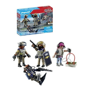Set De Figuras Playmobil Equipo Swat De Policía Táctica Con Acceso.