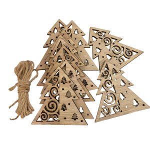 Bothyi - 10X Rodajas De Madera Navideña Con Cuerda Hechas A Mano En Blanco Sin Terminar Recortes De Madera Árbol De Navidad