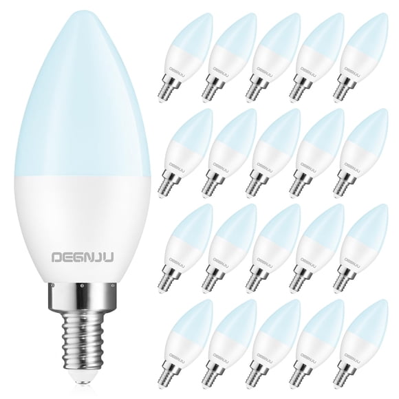 Bombillas tipo candelabro DEGNJU, paquete de 20, 5,5 W, 5000 K, E12, 120 V