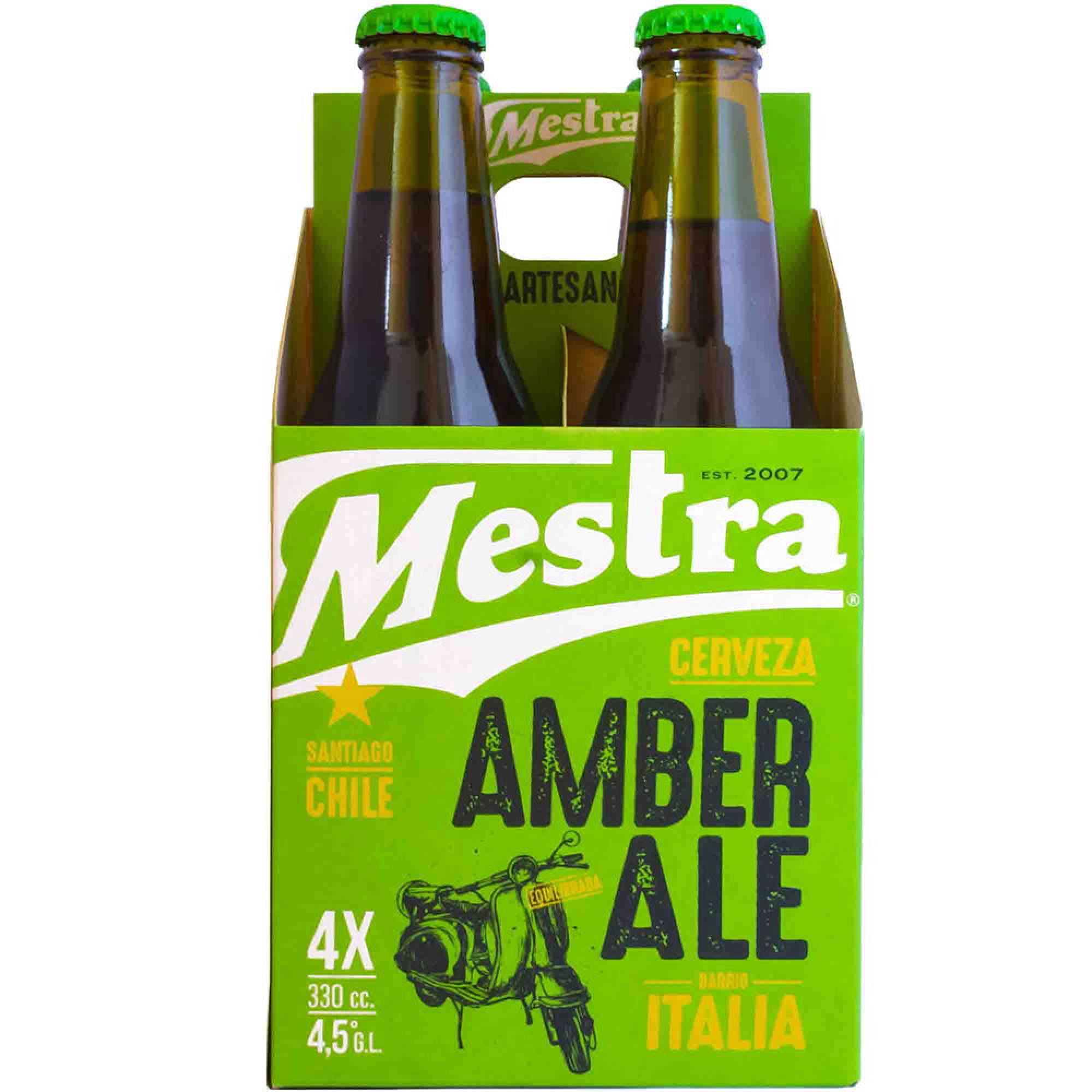 Cerveza Amber Ale Botellas Pack 4 Un x 330 ml c/u Mestra