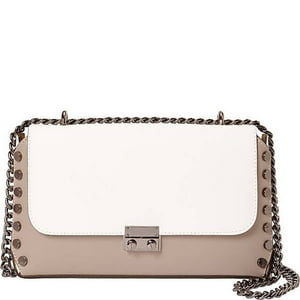 Bolso Bandolera Sharo Bicolor Taupe Y Blanco