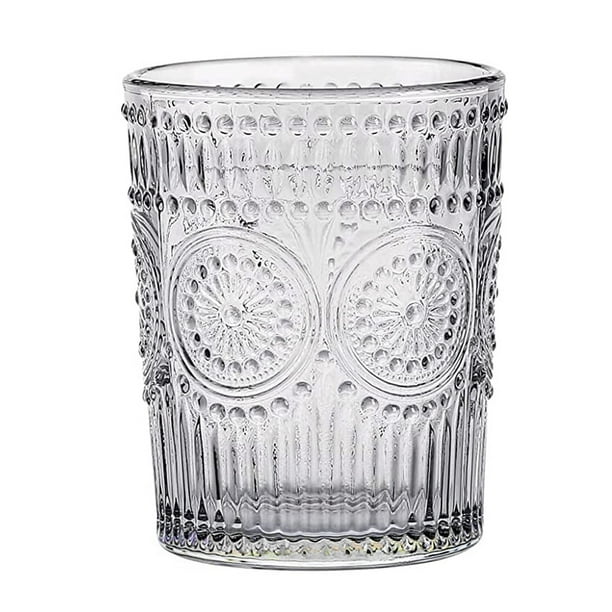 Vasos de agua vintage de 300 ml, vasos románticos para beber, juego de cristalería para zumos, bebidas, cerveza y cócteles.