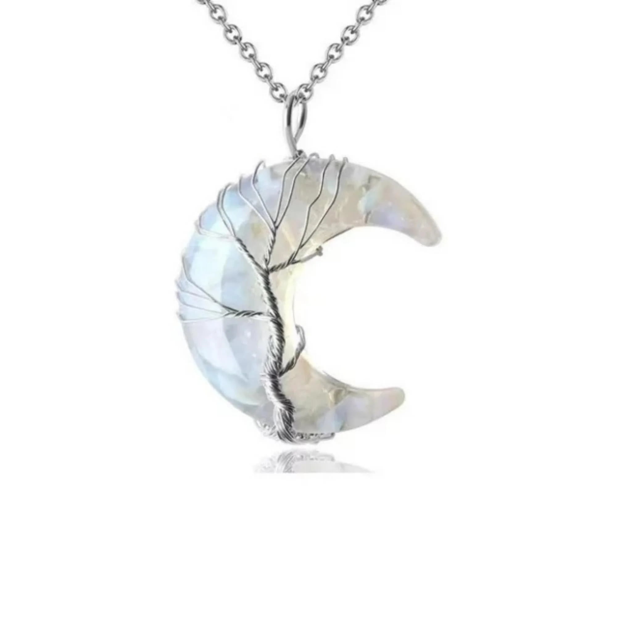 Collar Heshpaws Tree Of Life Crescent Moon Piedra Natural