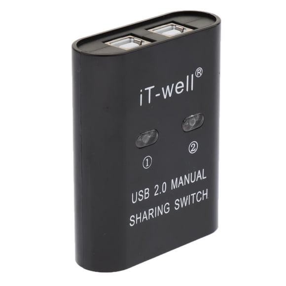 usb 2.0 interruptor de intercambio manual kvm 2 puertos hub para impresora de escáner de pc negro