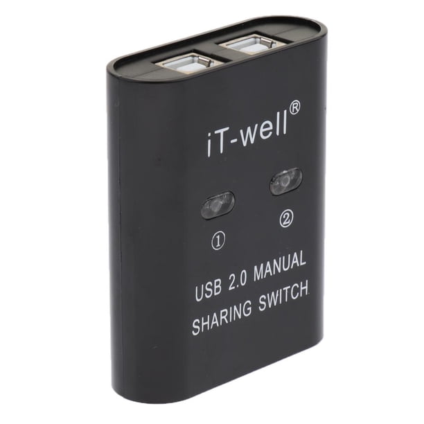 usb 2.0 interruptor de intercambio manual kvm 2 puertos hub para impresora de escáner de pc negro