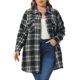thumbnail image 1 of Agnes Orinda Conjuntos de Halloween para Mujeres Tallas Grandes Chaqueta de Cuadros Shacket Manga Larga Camisa de Franela con Botones Chaqueta de Moda 1X Negro, 1 of 6