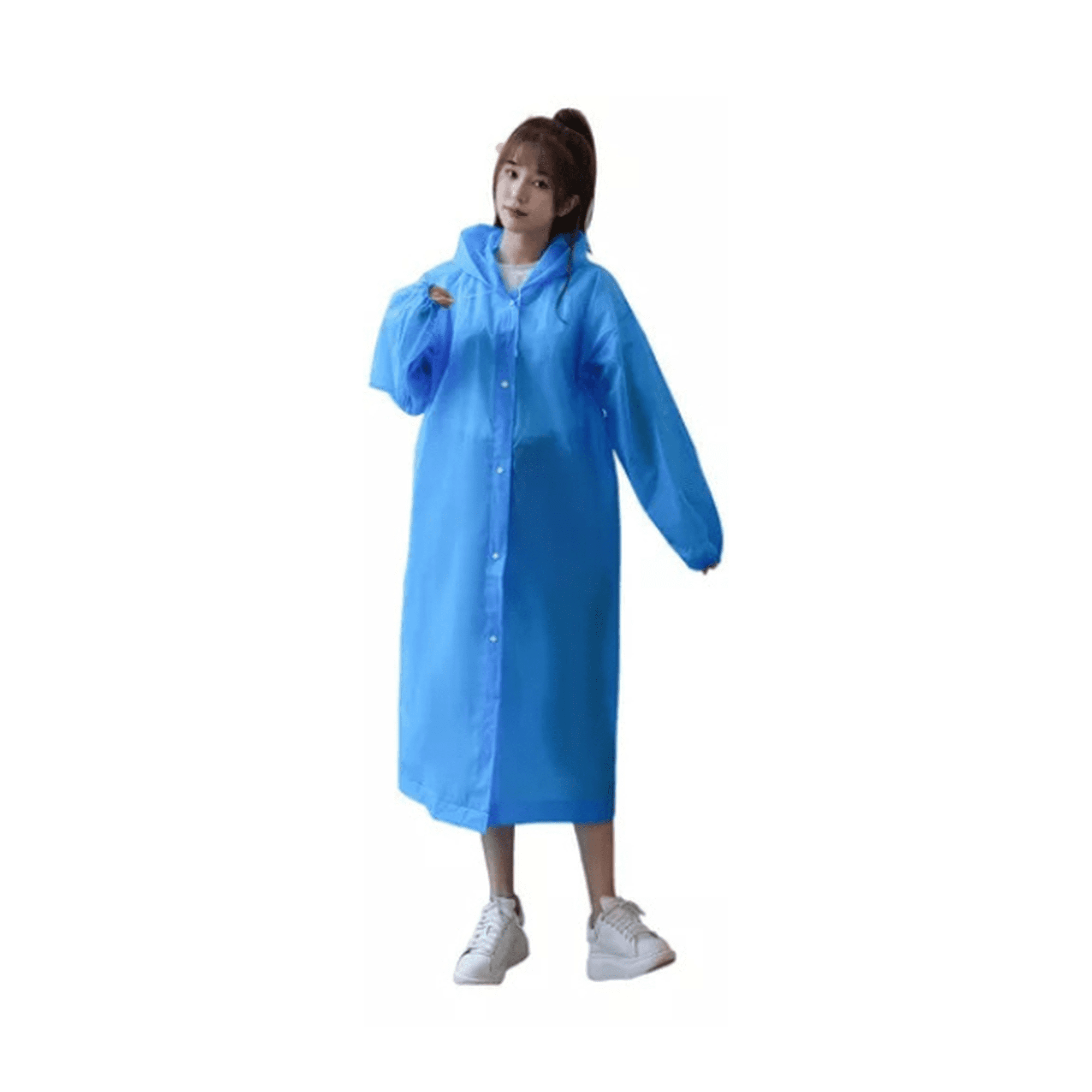 Genérico - Poncho Impermeable Portátil Con Capucha, Reutilizable, Color Azul