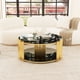 thumbnail image 2 of Modern minimalist light luxury style stainless steel circular coffee table, black tempered glass countertop, living room coffee table, 2 of 3