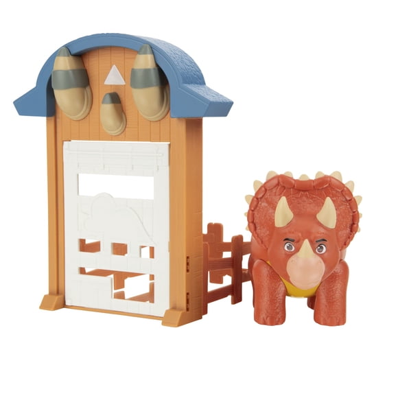 Paquete de acción Dino Ranch Triceratops con 4 vallas para niños