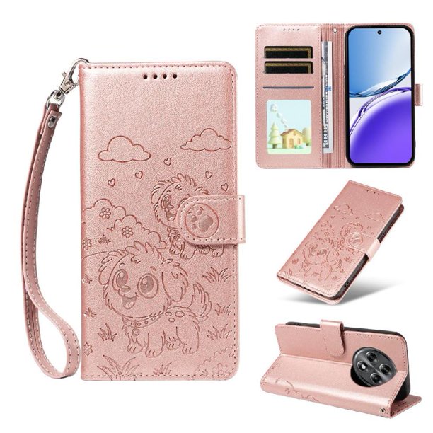 Funda Billetera FOXDOCK Compatible con Realme 13 5G, Diseño Perrito Tierno, Ranuras para Tarjetas y Soporte Plegable