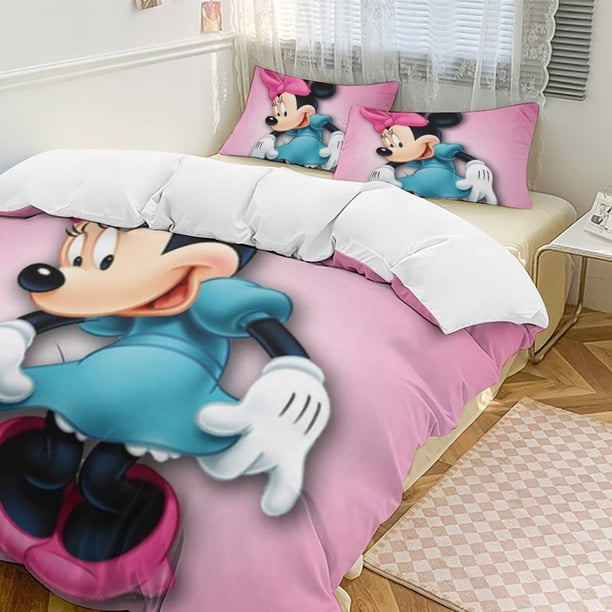Minnie MouseCartoon Collection 3-Piece Comforter Set, Personalized Bedding Decor for Kids And Teens Bed Sheets