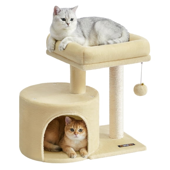 Árbol para Gatos Feandrea Pequeño Beige Arena de Peluche 47x32x47 cm