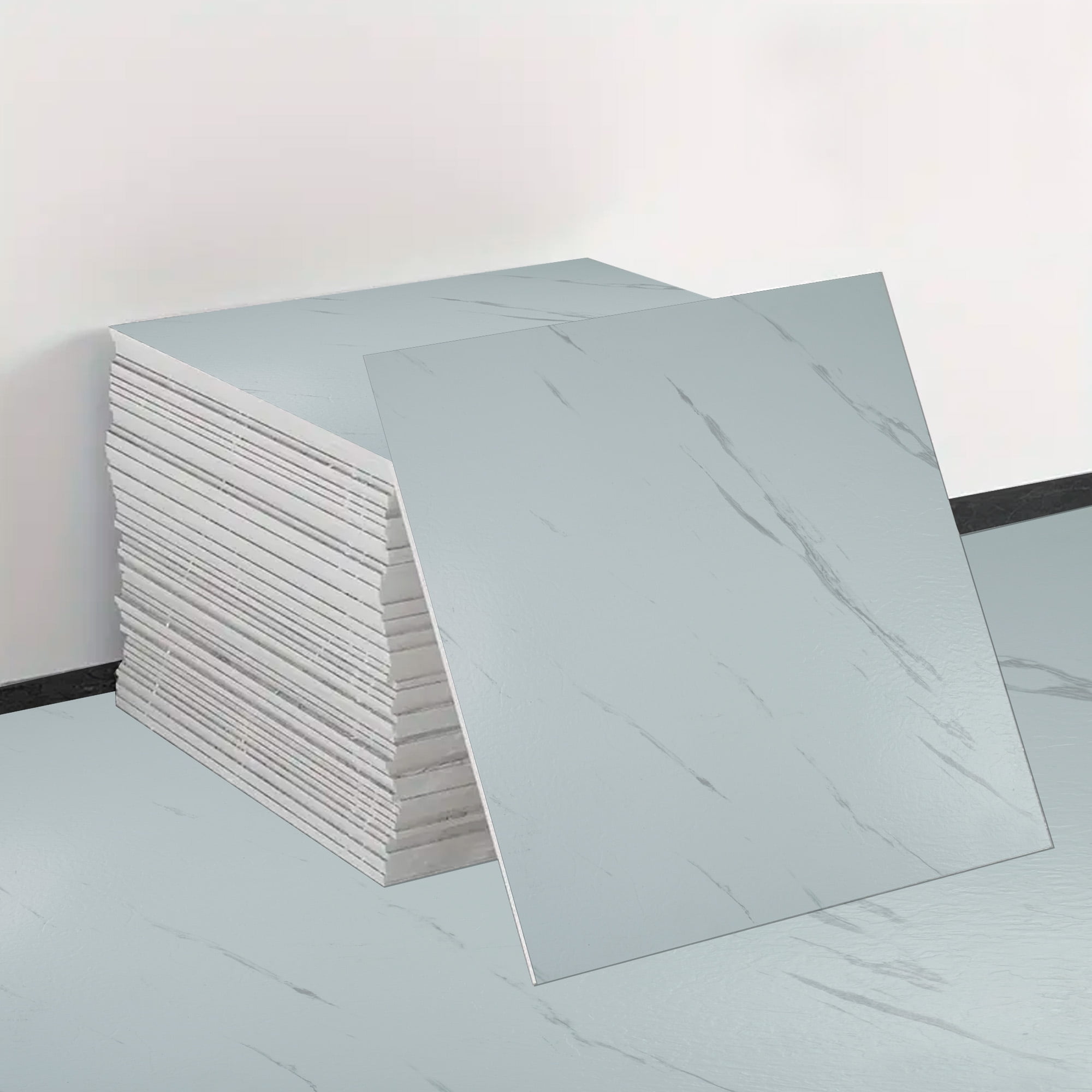 Joytek - Piso Vinílico Autoadhesivo Blanco Ice 1 Unidad De 60x60 Cm - 15 Mm