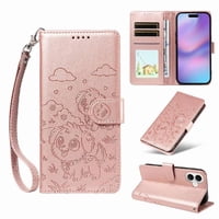 Funda Billetera Foxdock Compatible Con Iphone 17 , Diseño Perrito Tierno, Ranuras Para Tarjetas Y Soporte Plegable