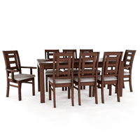 Muebles Insignes - Juego De Comedor Sevilla 8 Sillas Incluye 2 Sitiales Nogal Mesa 1.8 Rectangular Madera