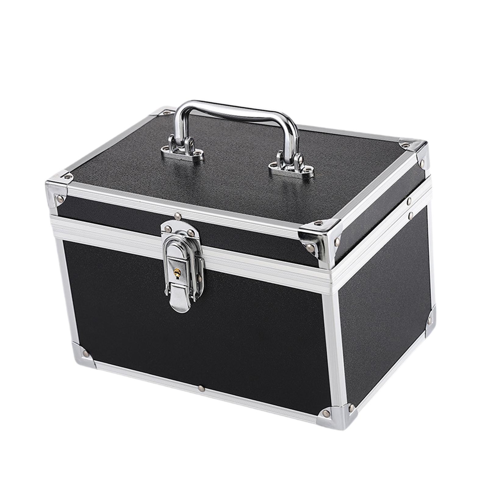 Magideal - Estuche De Maquillaje Caja Organizadora Portátil Para Cosméticos Y Herramientas De Belleza Con Dos Niveles Aleación De Aluminio Adecuado Para Mujeres Negro