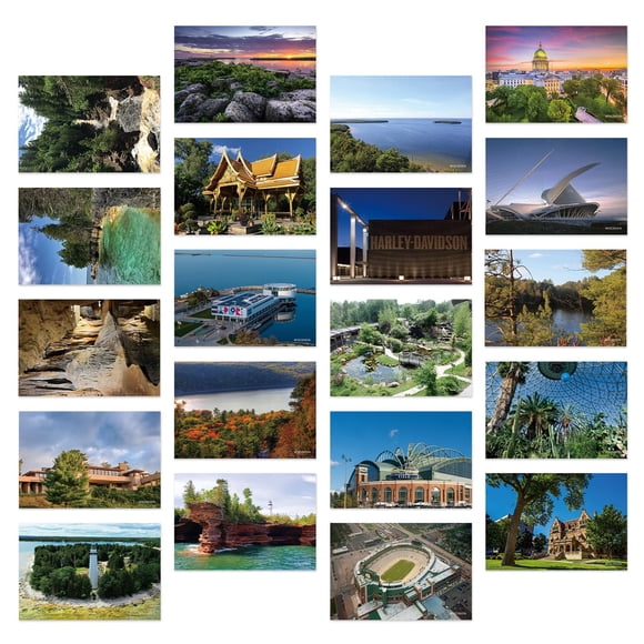 Postcards Dear Mapper Vintage Wisconsin Landscape, 20 unidades/juego