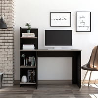 Tuhome - Escritorio Con Biblioteca Office Wengue Y Ceniza 120X120X45 Cm