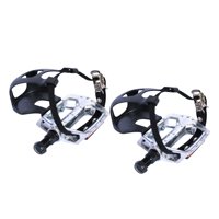 Magideal - Pedales De Bicicleta De Aleación De Aluminio De 1/2 '' 9/16 ""Con Clips Para Los Dedos De Los Pies/Jaulas Y Correas, Pedales Para Bicicleta Estática De Husillo Corto De 127 Mm