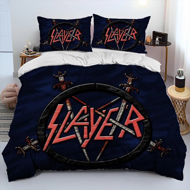 Slayer Heavy Metal Band Music Comforter Bedding Set,Duvet Cover Bed Set Quilt Cover Pillowcase,king Queen Size Bedding Set Boys
