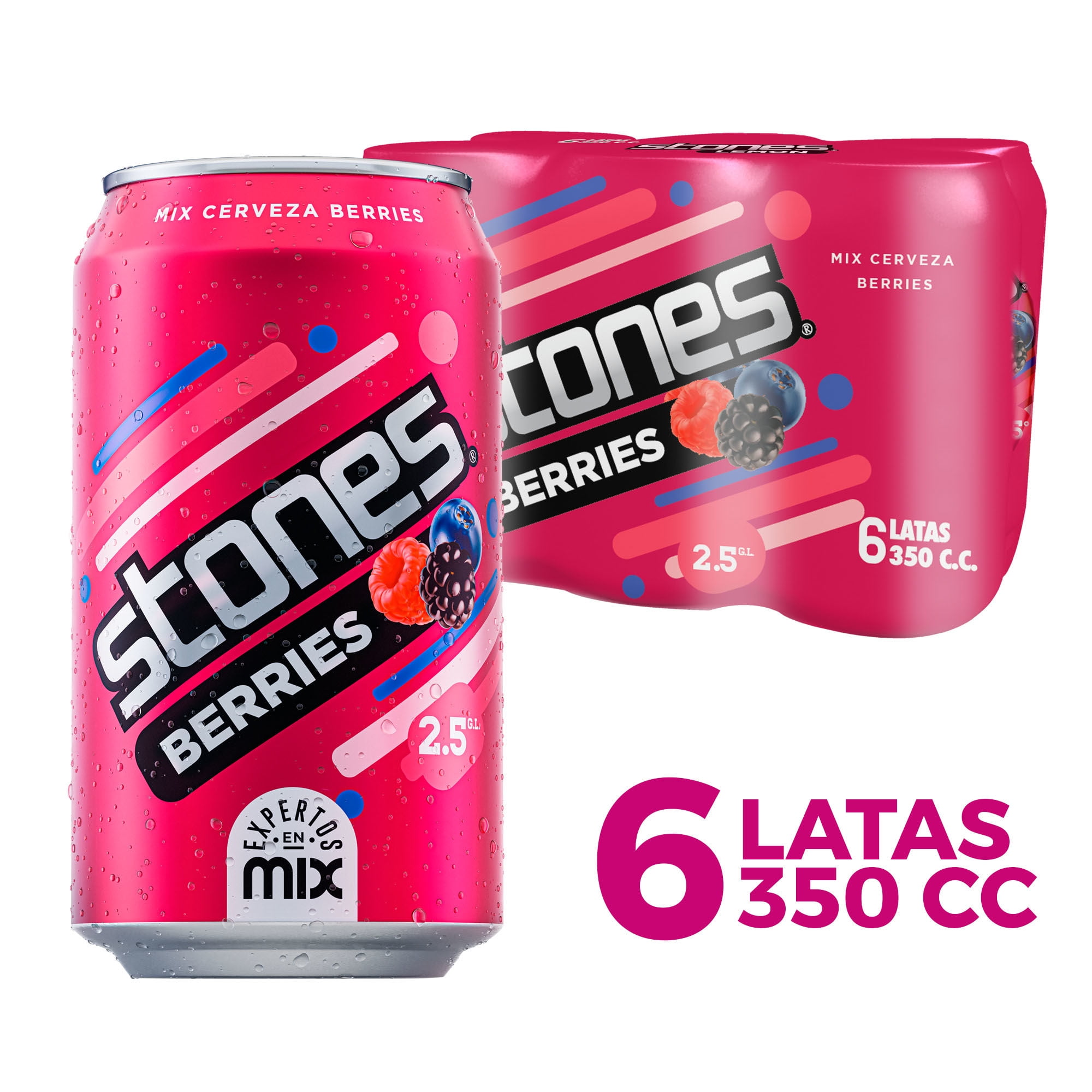 Cerveza Berries 2.5° Pack Lata 6 Un Stones