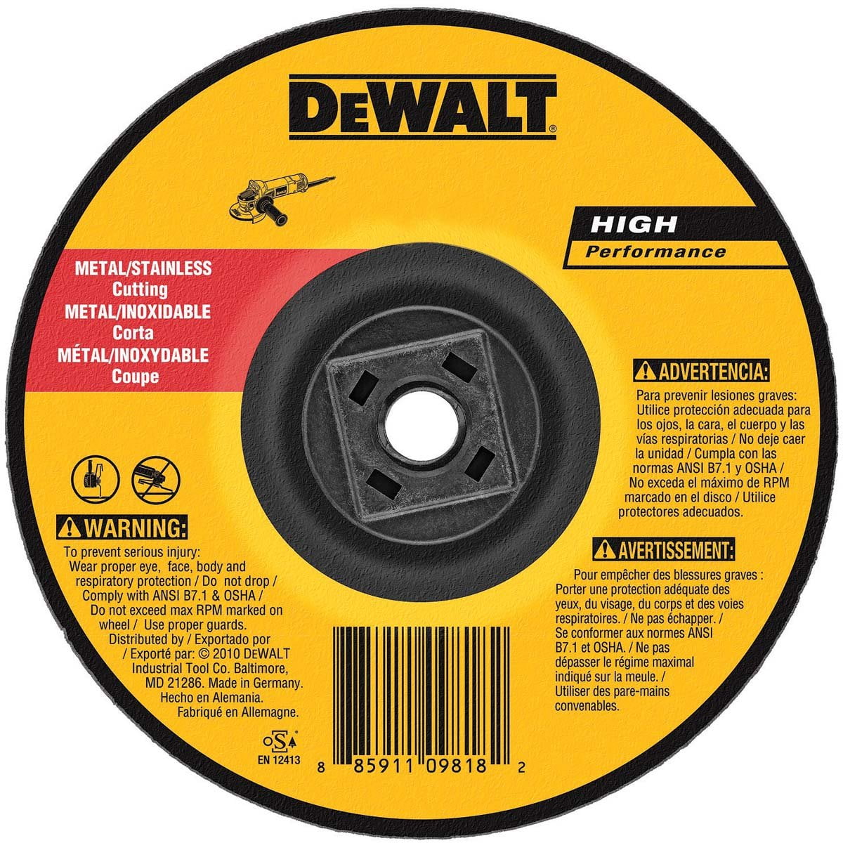 Dewalt - Disco De Corte De Metal Dw8424h Tipo 27 4 5 Cm