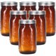 thumbnail image 1 of Eleganttime Mason Jars de vidrio ámbar de 32 oz, boca ancha, con tapa hermética, 1 of 3