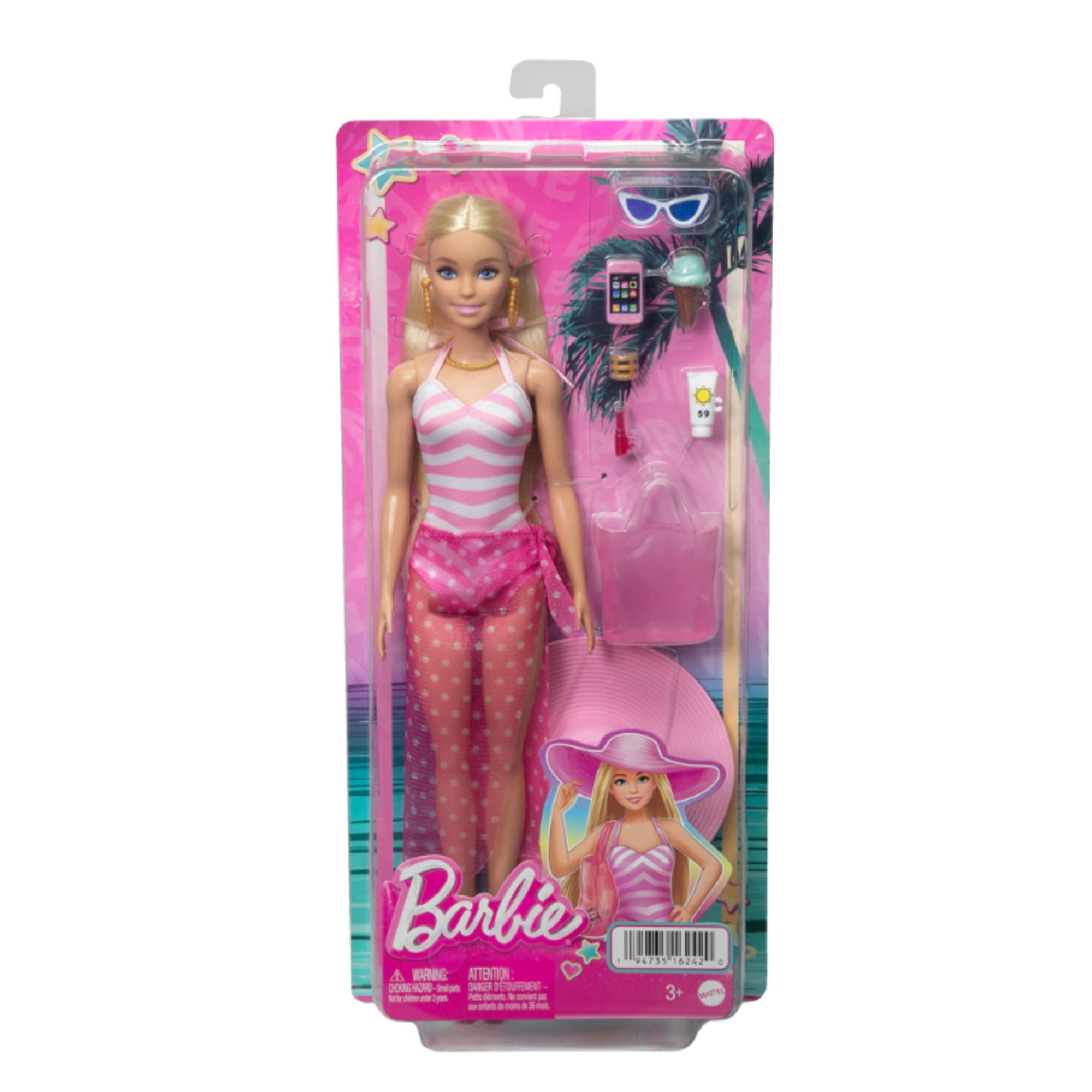 Día de Playa Barbie Muñeca Día De Playa Rubia Con Accesorios 3 años+