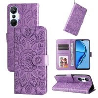 Funda Tipo Cartera Foxdock Para Infinix Hot 20S , Diseño Girasol En Relieve, Cuero Pu, Cierre Magnético, Soporte Y Tarjetero