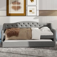M&Ms - Upholstered Twin Xl Size Daybed With Led Belt And Trundle, Gray
