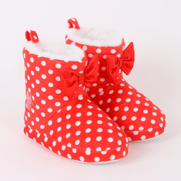 Pantufla Bota Niña Print Puntos Minnie Moño Rojo Disney