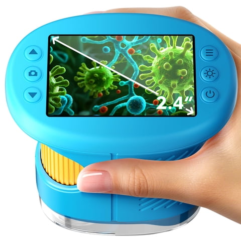 Microscopio Portátil Odatay 1000X 4K Con Pantalla De 2.4 Pulgadas Para Niños, Azul
