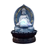 Magideal - Estatua De Buda Fuente De Agua Relajante Interior Waterscape Cascada Decoración Adornos Para Dormitorio Oficina Regalos De Inauguración De Gris