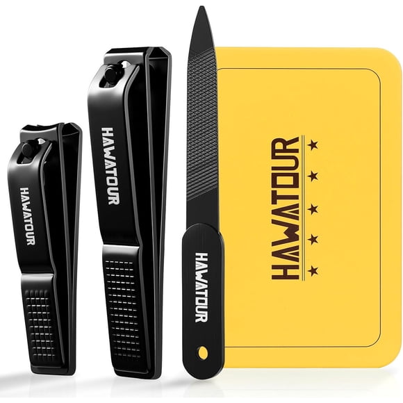 Cortaúñas HAWATOUR Kit 3 Piezas Acero 420J2 Ergonómico