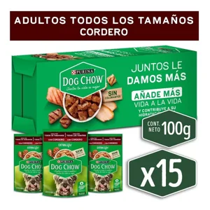 Dog Chow - Alimento Para Perro Adultos Cordero Sobre 100Gr X15 Und