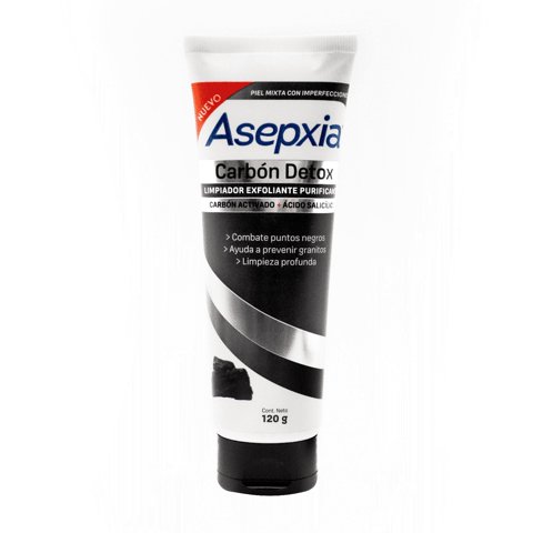 Asepxia Carbón Limpiador Líquido Exfoliante 120 Gr