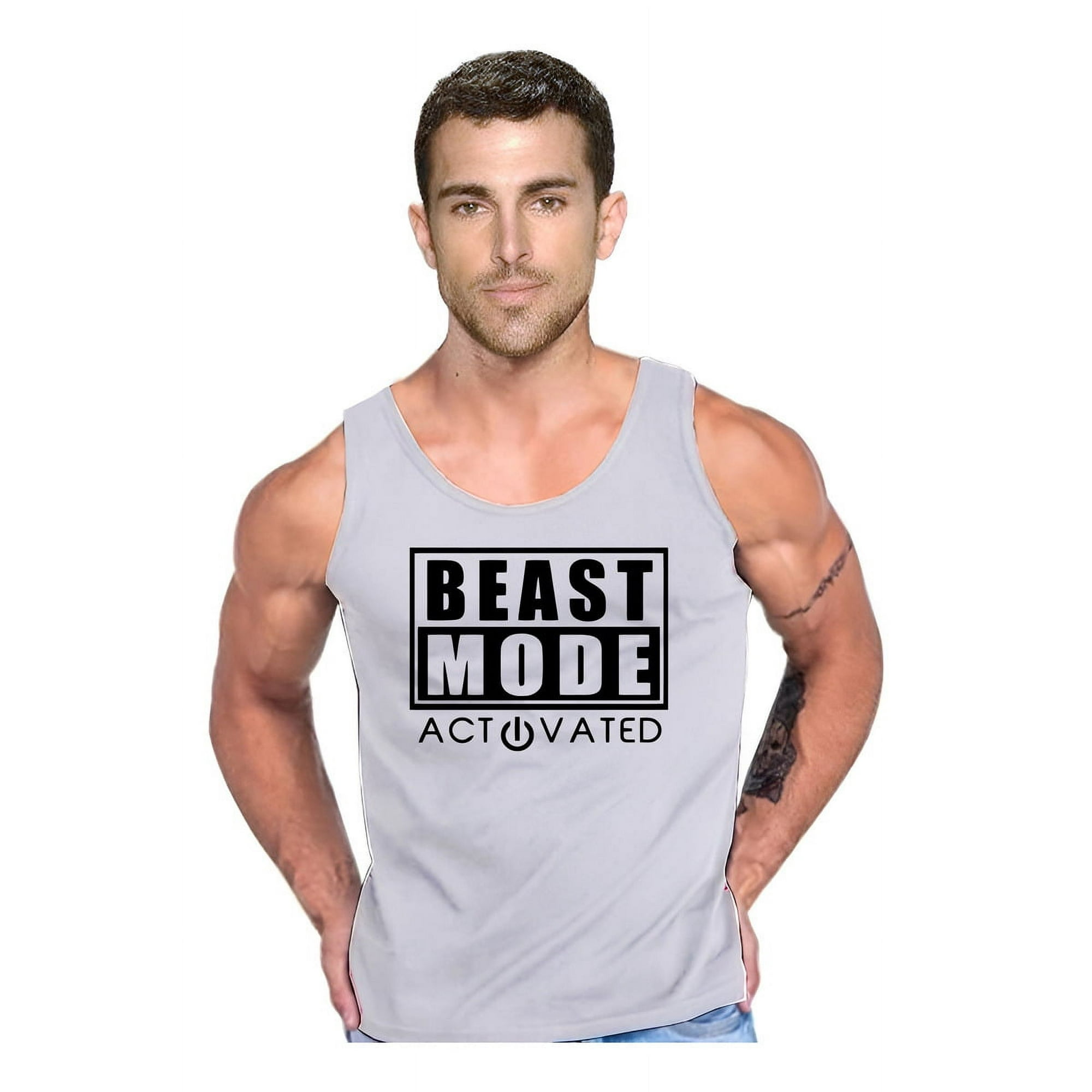Persodesign - Polera Beast Mode Activated Gimnasio Musculosa Tank Gym Talla Xl Gris Hombre