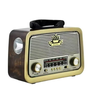 N-Ofertas - Radio Portátil Linterna Bluetooth Recargable Y A Pilas Retro Vintage Café Oscuro