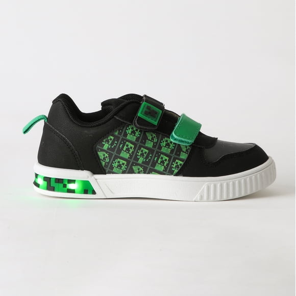 Zapatilla Luces Niño Velcro Print Negro Minecraft