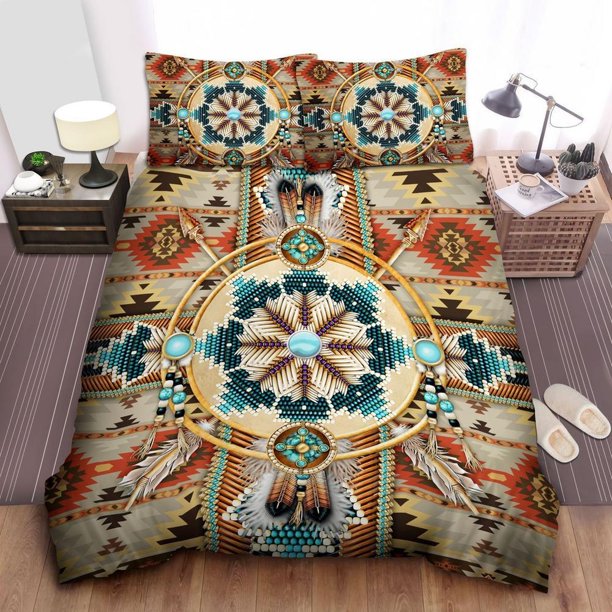 Indian Inspired – Cherokee Pattern Quilt Duvet Cover Set Doona Cover Bedclothes3-Piece Bedding Set
