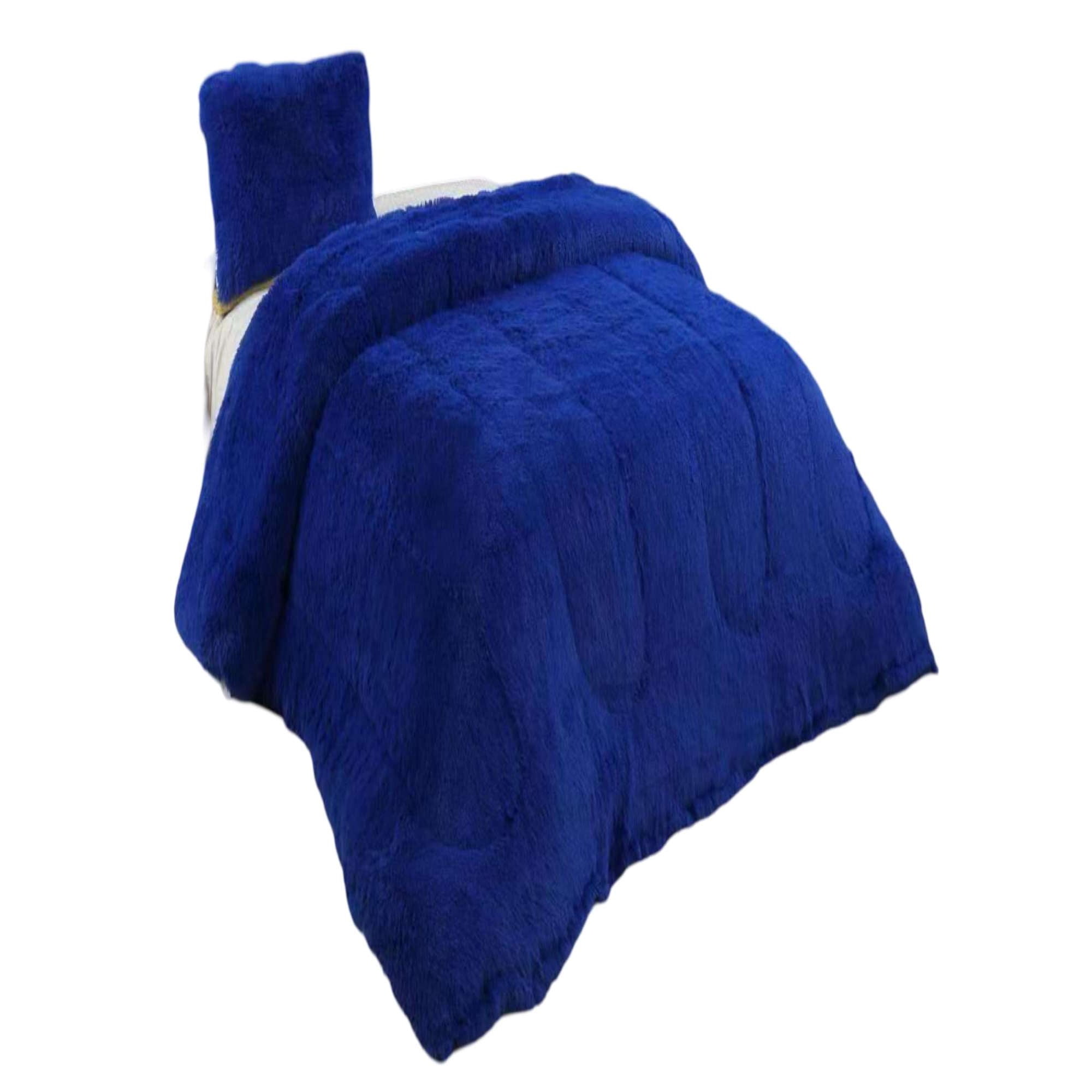 Genérico - Plumon Peludo 2 Plazas Azul