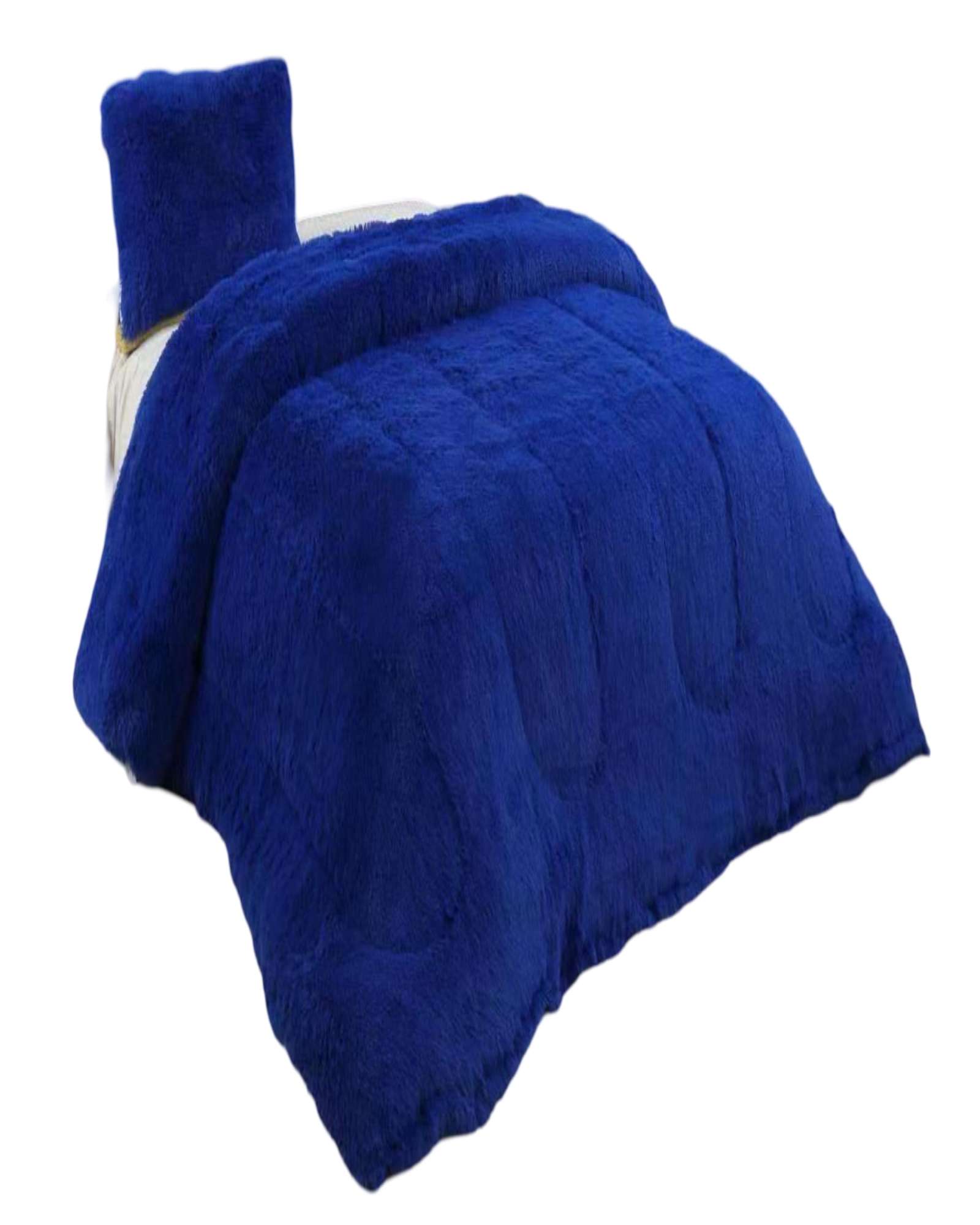 Genérico - Plumon Peludo 2 Plazas Azul