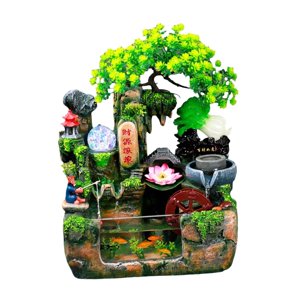 Magideal - Fuente De Mesa Para Interior, Cascada, Escritorio Con Luz De Escena, Ornamento Fengshui, Paisaje Para El Hogar, Cubiertas De Yoga, Tienda, Sala De