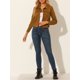 thumbnail image 5 of INSPIRE CHIC Chaqueta de Mujer de Imitación de Ante con Botones, Cuello Abierto, Chaqueta de Motociclista Recortada para Otoño e Invierno M Marrón, 5 of 6