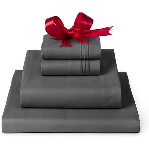 Juego De Sabanas King + Fundas De Almohada Gris Hilos Aura Zeus