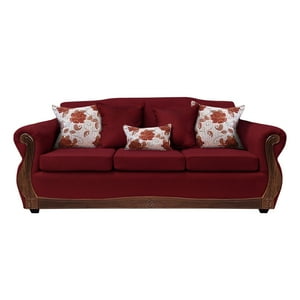 América Decora - Sofá Con Resorte Estructural Grand Santi Chenille 4 Personas Rojo X