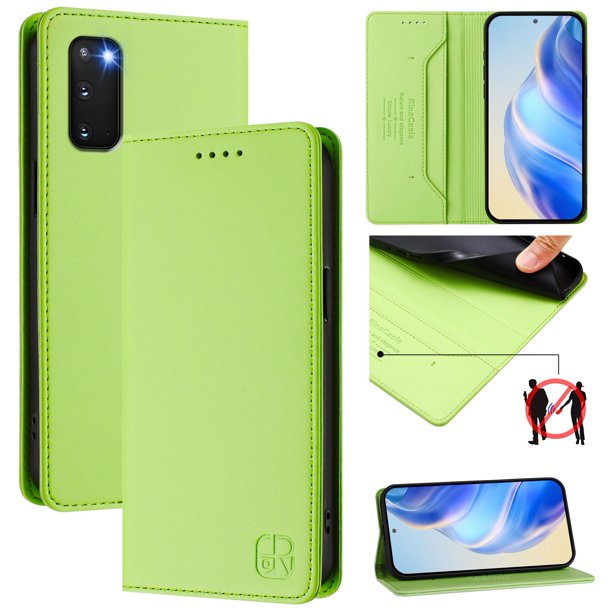 Funda Billetera con Soporte para Samsung Galaxy S20 Bloqueo RFID Plegable Verde claro